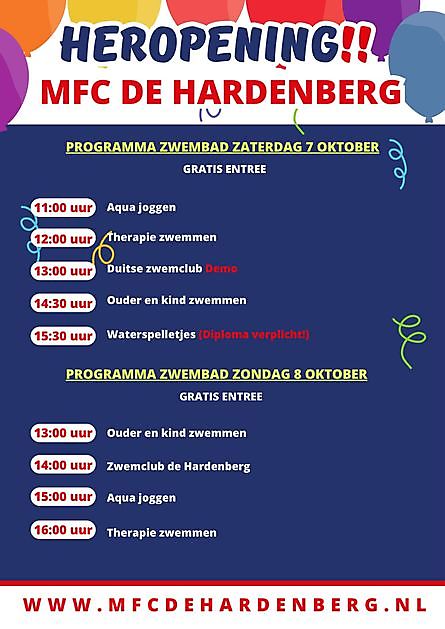 Programma zwembad 7 en 8 oktober - MFC De Hardenberg Finsterwolde