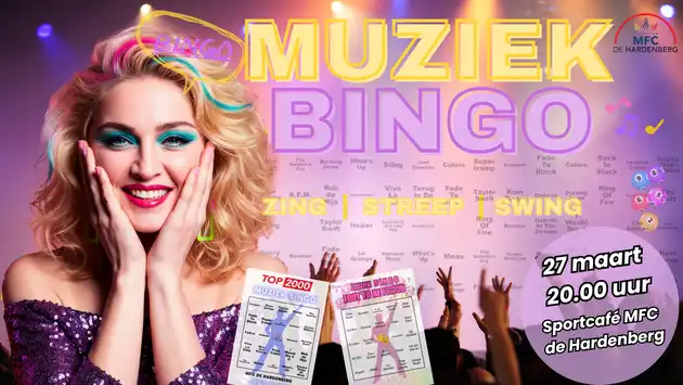 De leukste MUZIEK BINGO is terug MFC De Hardenberg Finsterwolde
